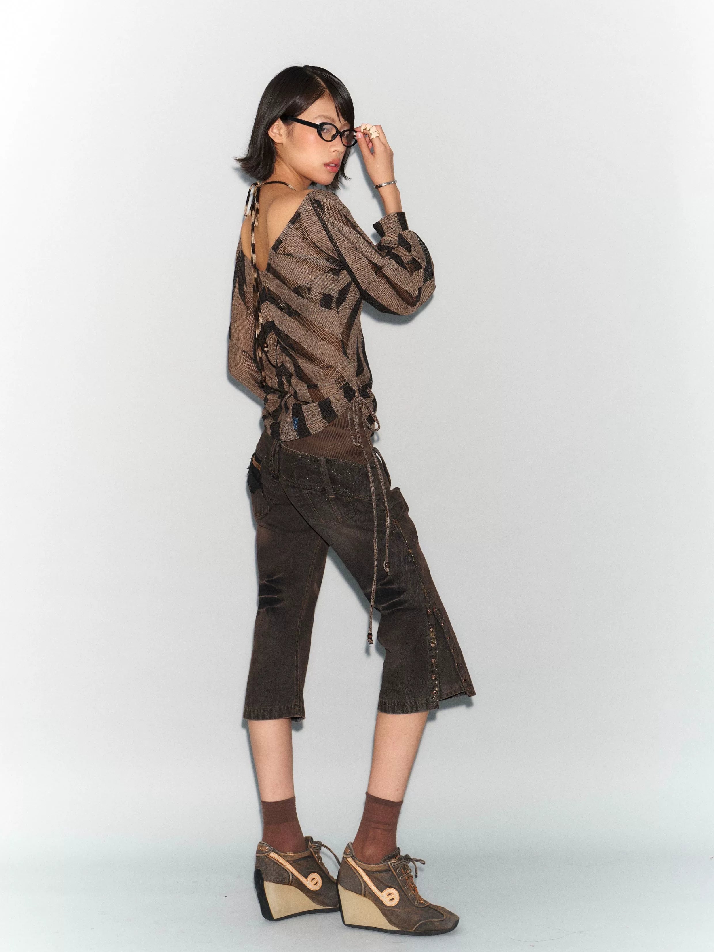 Bronze Mirage Stripe Drape Top
