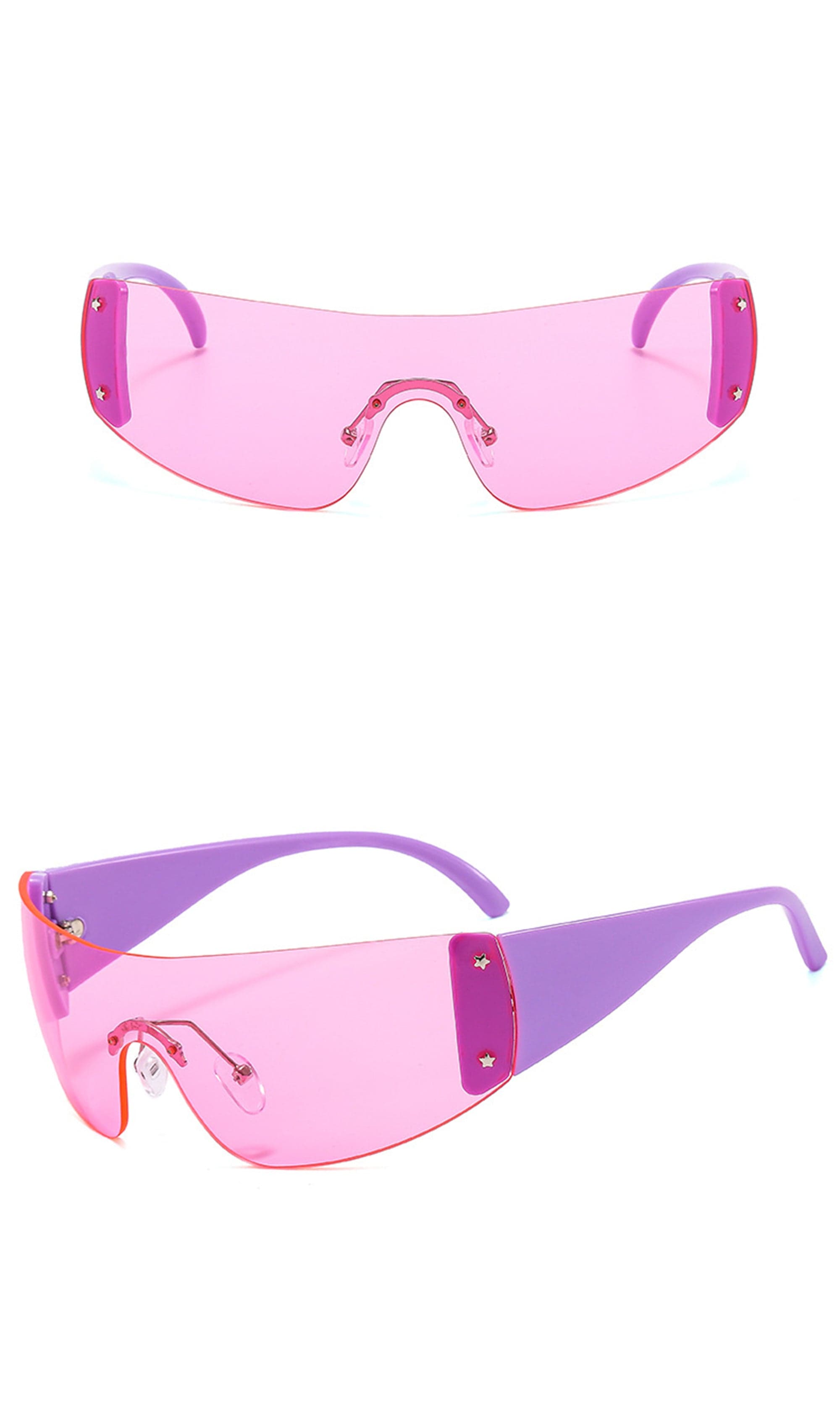 Futuristic Shield Sunglasses with White Temples