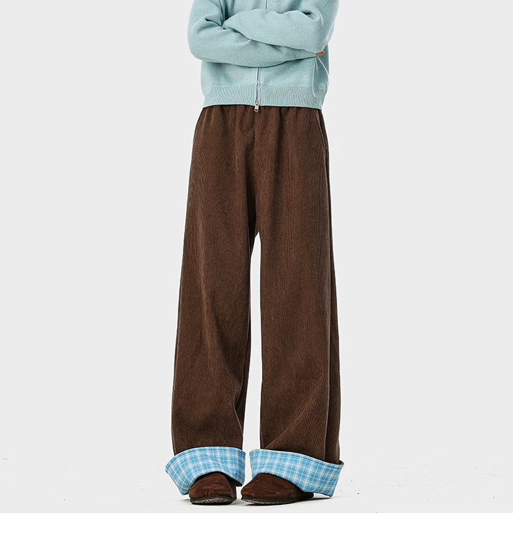 Check Cuff Corduroy Trousers