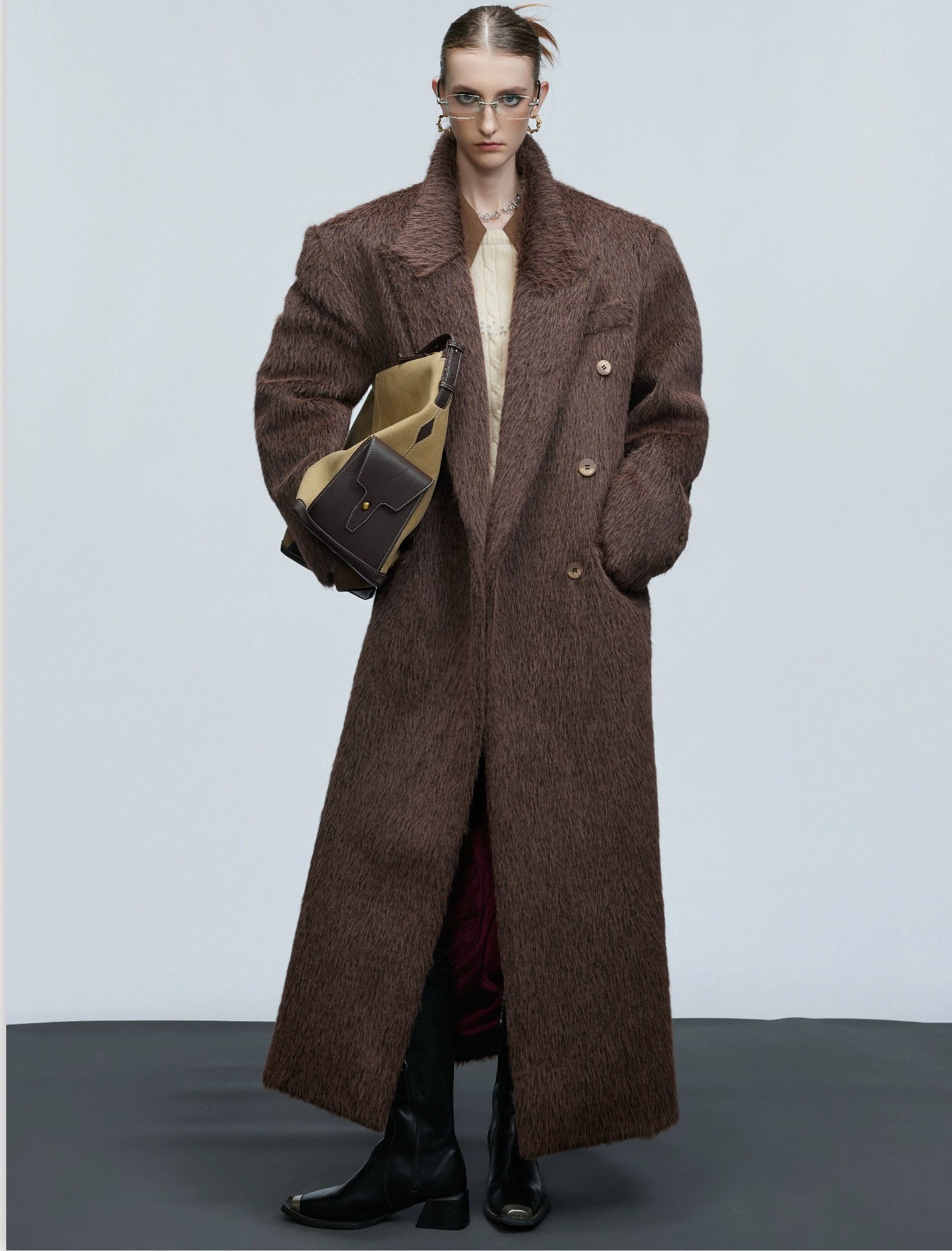 Obsidian Long Mohair Overcoat