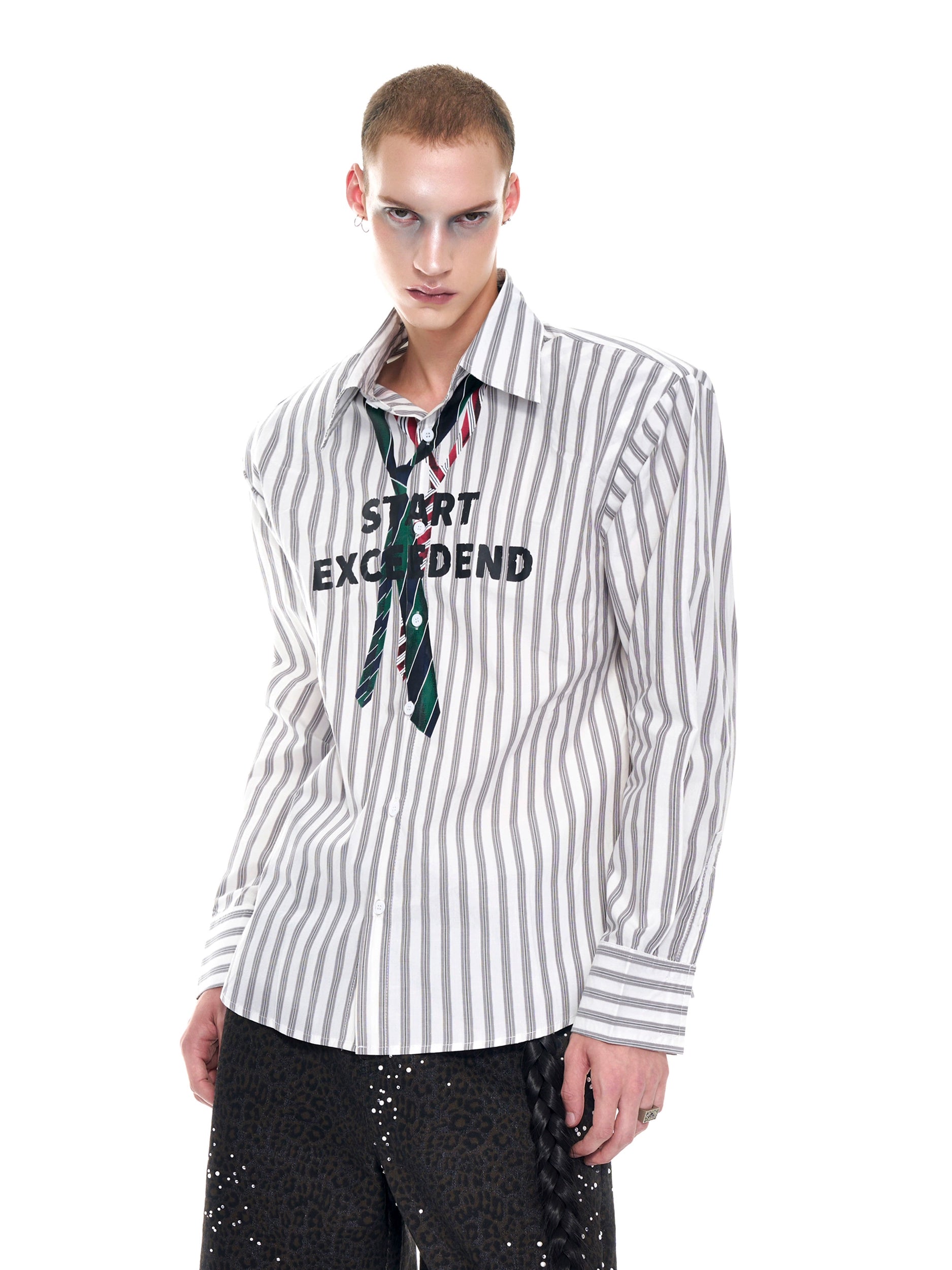 Light Grey Shirt with Decorative Front Tie