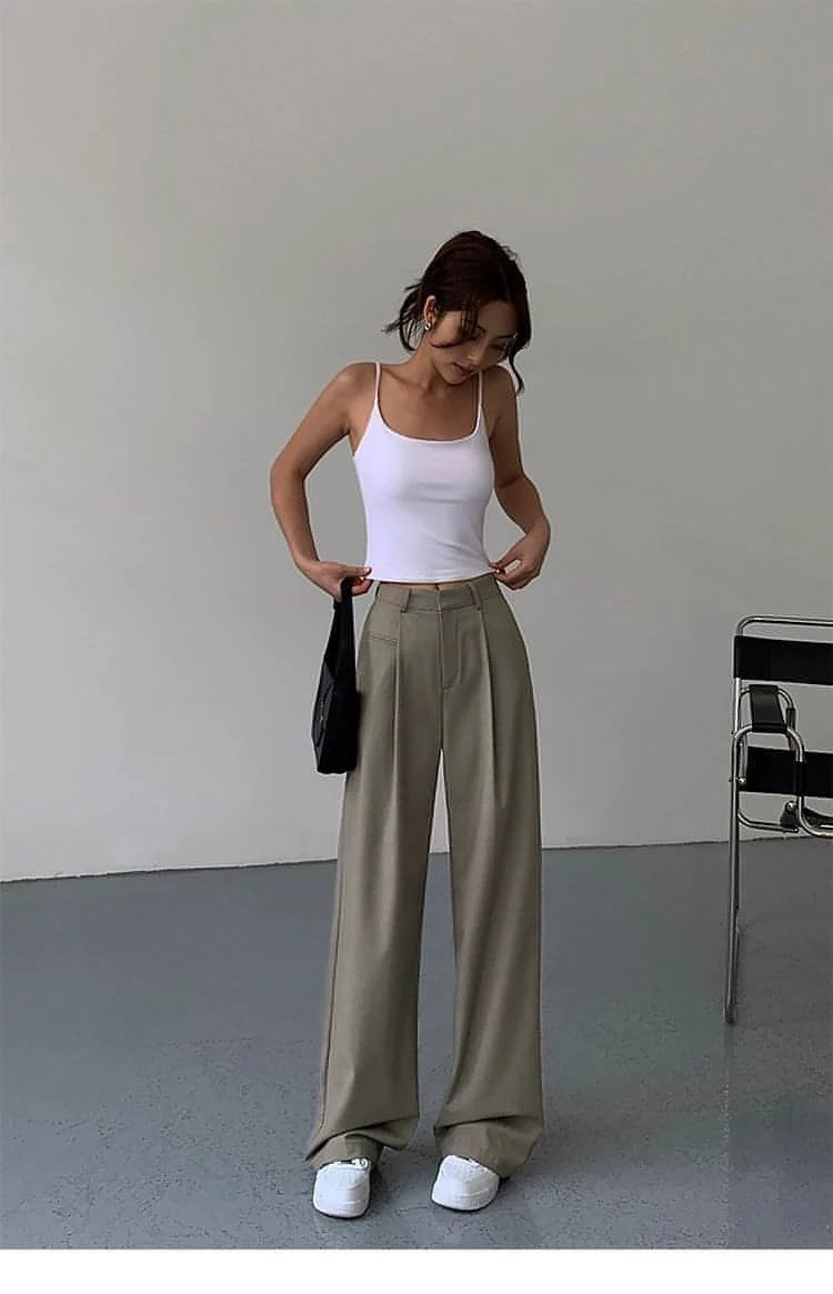 Drapey Wide-Leg Suit Trousers - chiclara