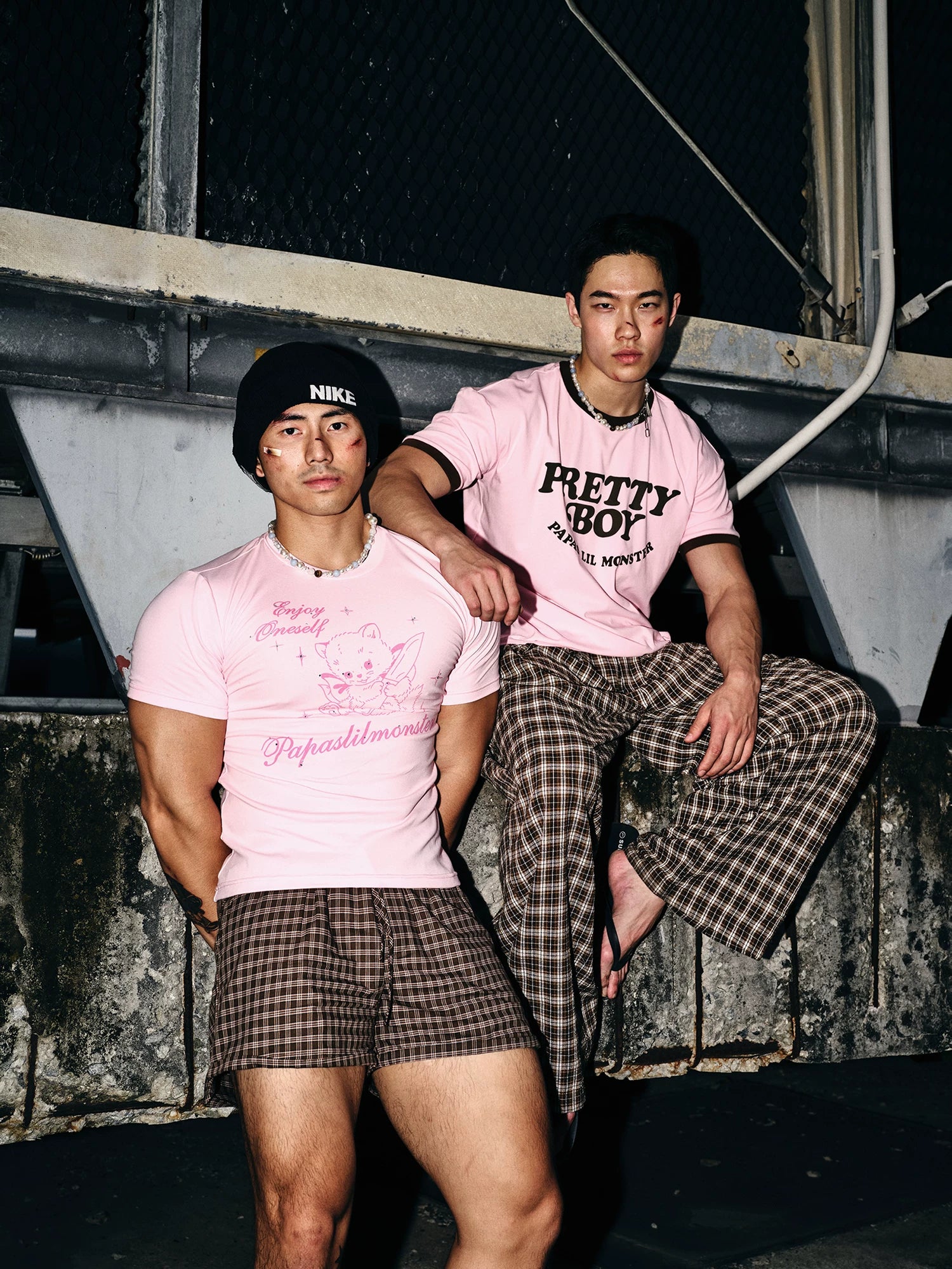 Chestnut Check Wide-Leg Track Pants
