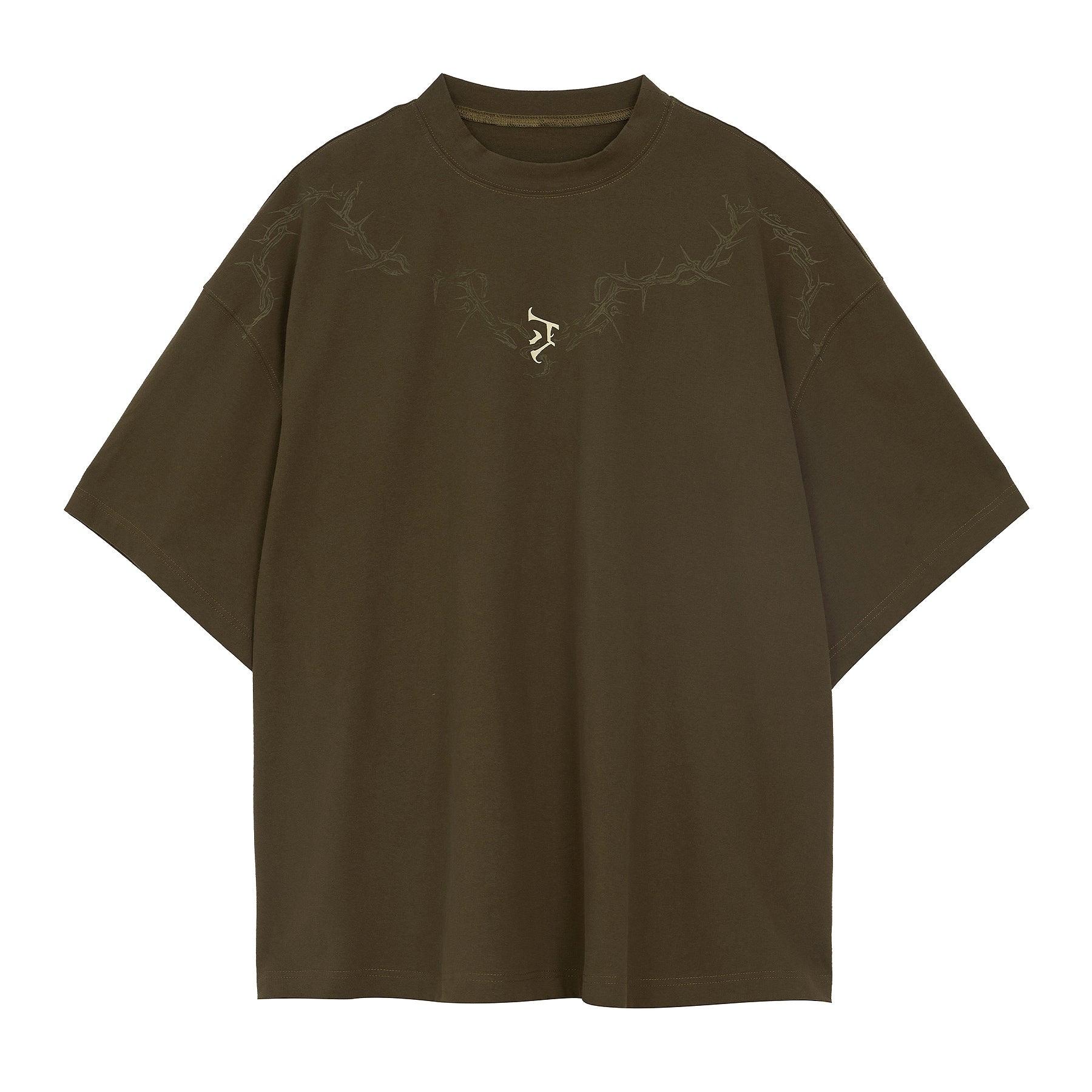 Graphic Tee with Thorn and Logo Detail - chiclara