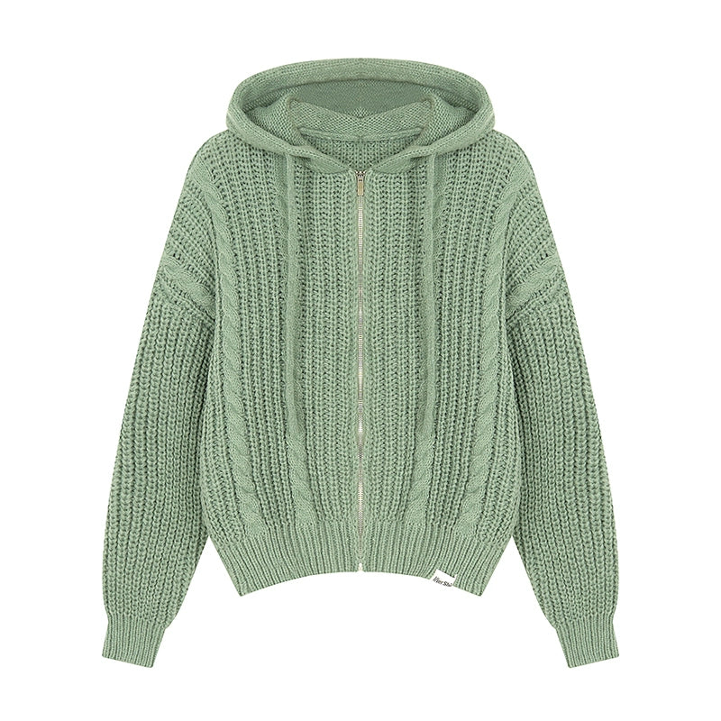 Sunburst Cable Knit Zip Hoodie