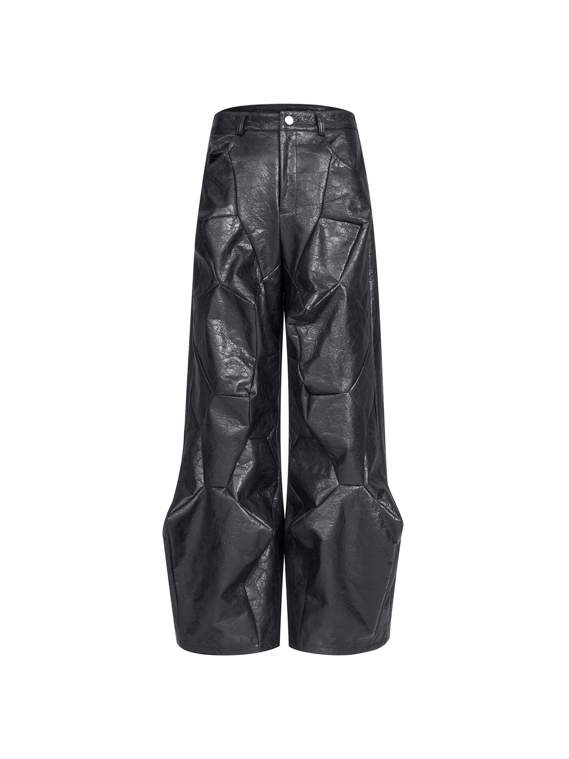 Black Geometric-Textured Leather Set
