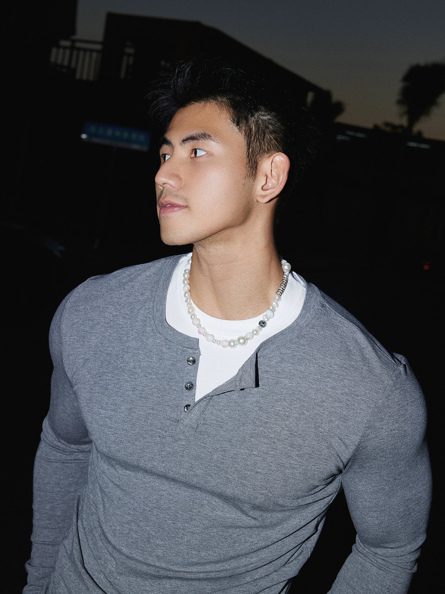 Layered Long Sleeve Henley Top