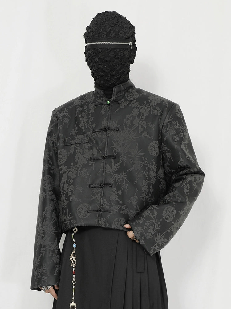 Black Jacquard Mandarin Jacket