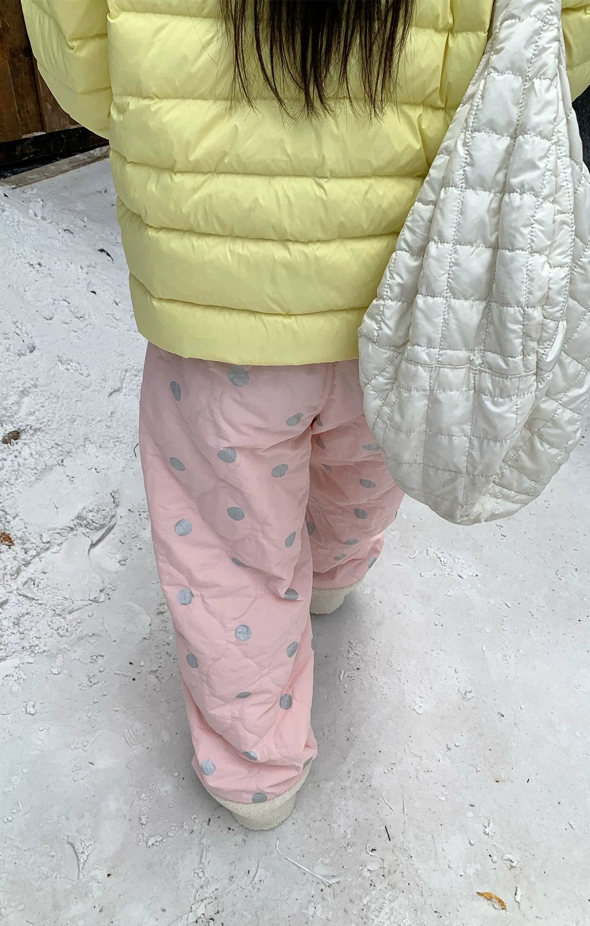 Frosty Polka Puff Fleece Cuff Pants