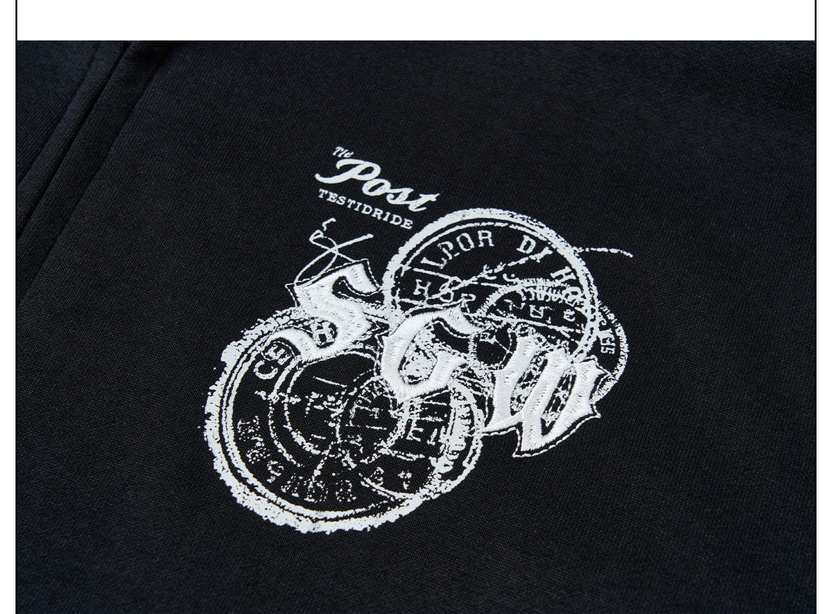 Midnight Crest Script Zip Hoodie