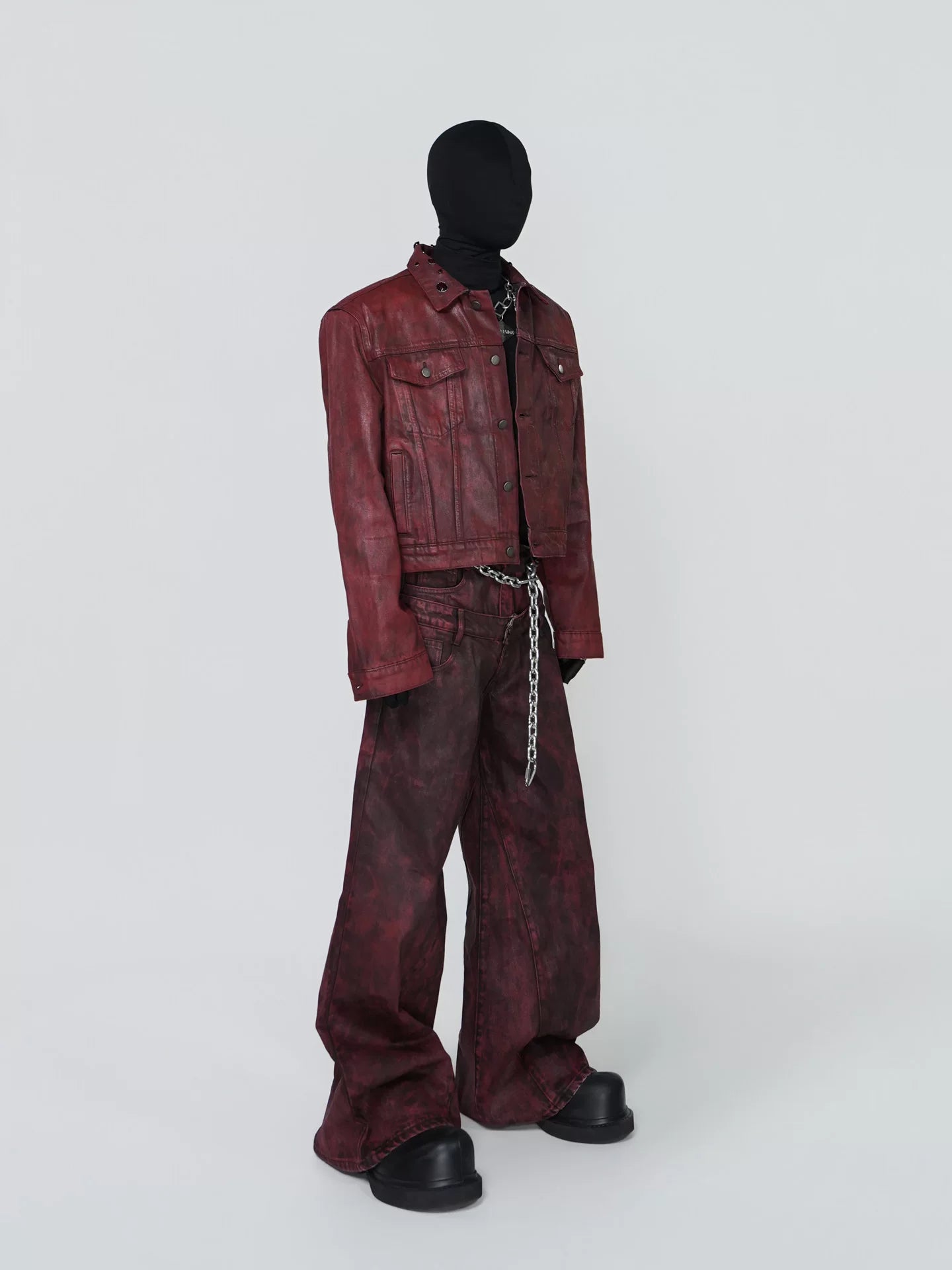 Crimson Static Grommet-Collar Moto Jacket