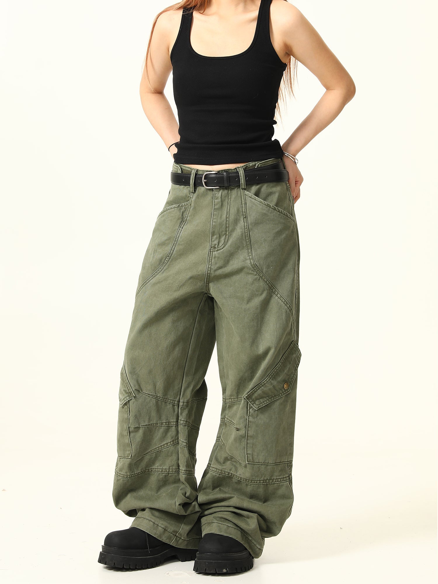 Military Cargo Wide Leg Pants