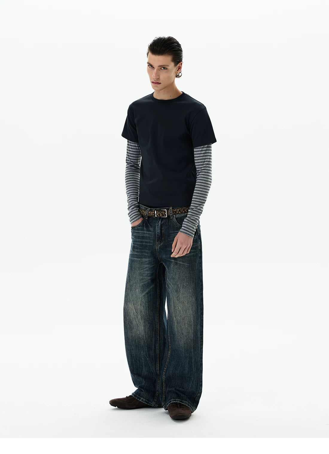 Shadow Stripe Layered Long Sleeve Tee