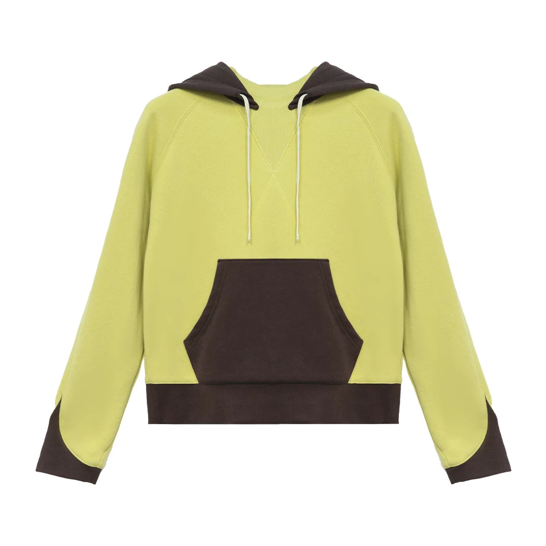 Lime and Brown Colorblock Hoodie