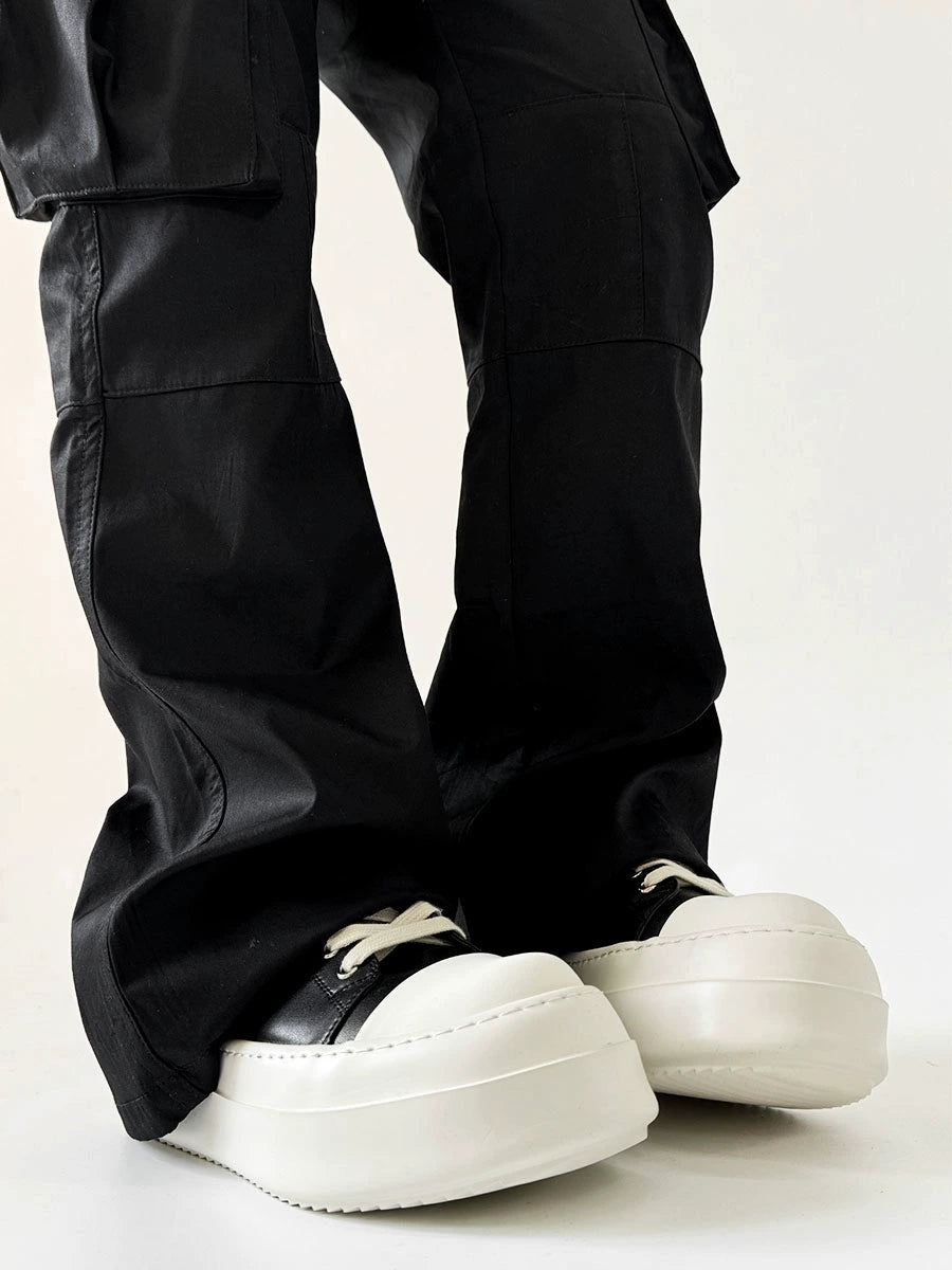High-Top Black and White Chunky Platform Sneakers