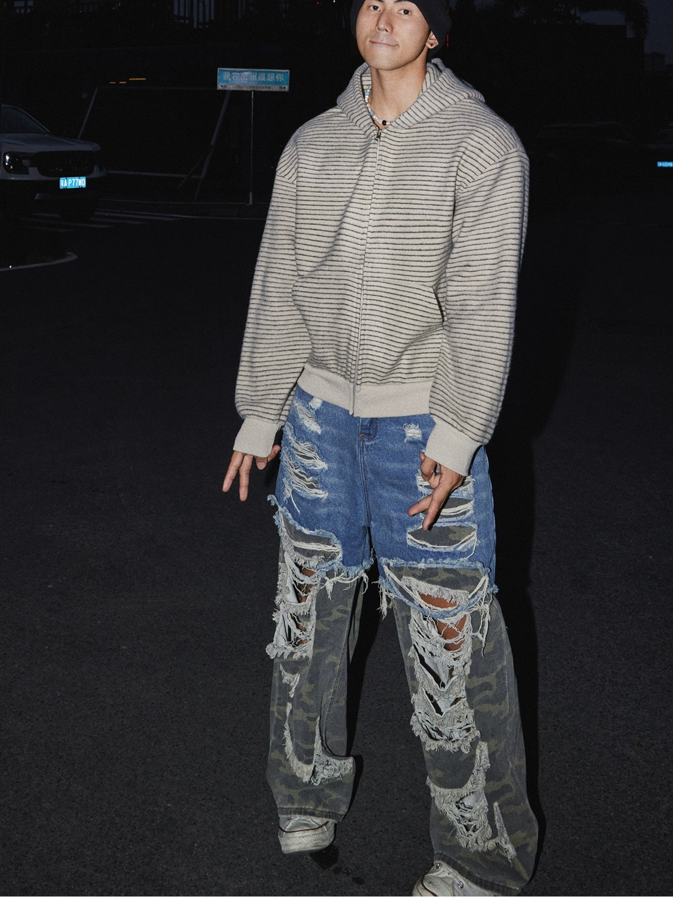 Sandline Cozy Stripe Zip Hoodie