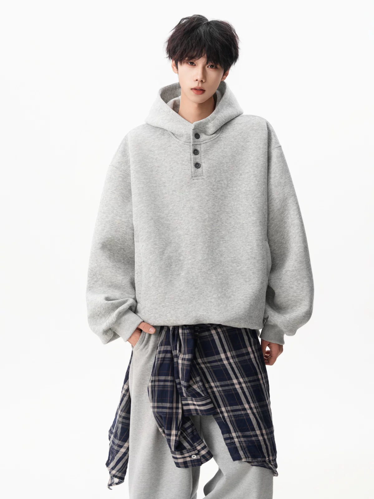 Flannel Trail Henley Hoodie