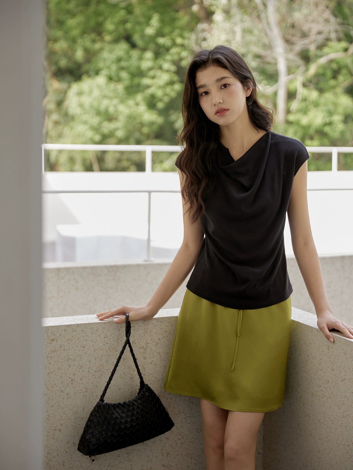 Cowl Neck Cap Sleeve Top