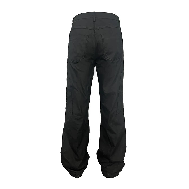 Black Zip-Detail Wide-Leg Utility Pants