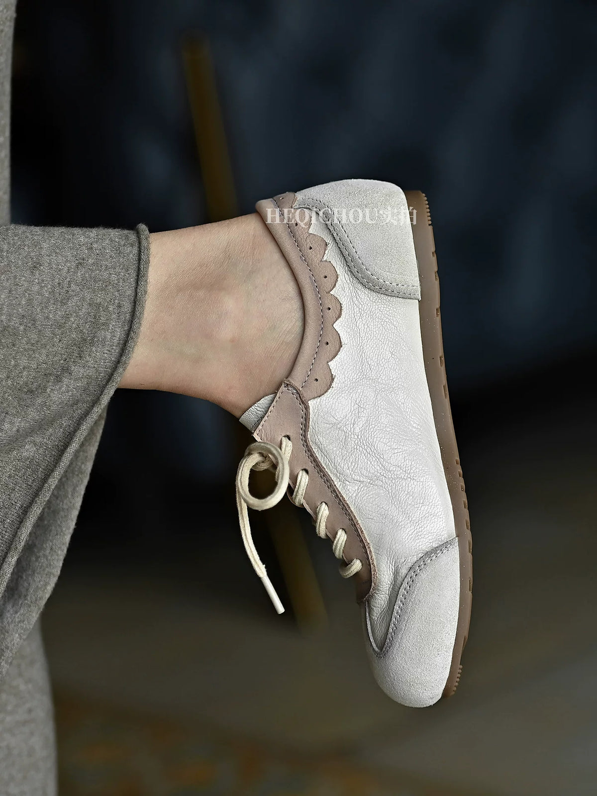 Alba Retro Lace-Up Leather Sneakers