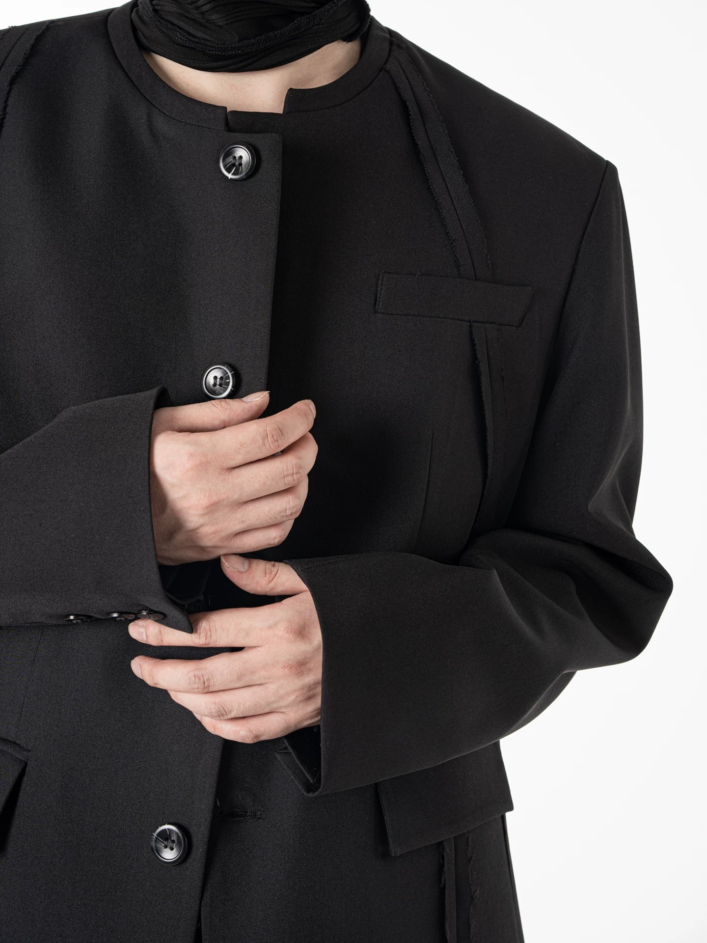 Noir Frame Sculpted Layer Blazer