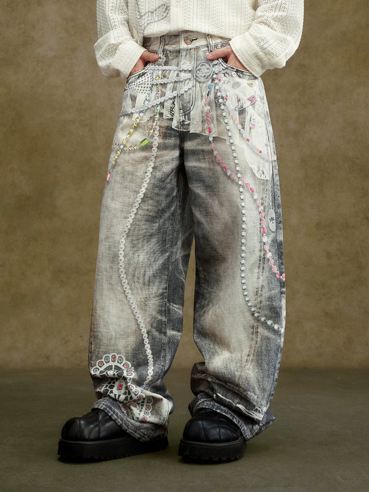 The "deconstructed" embellished jeans