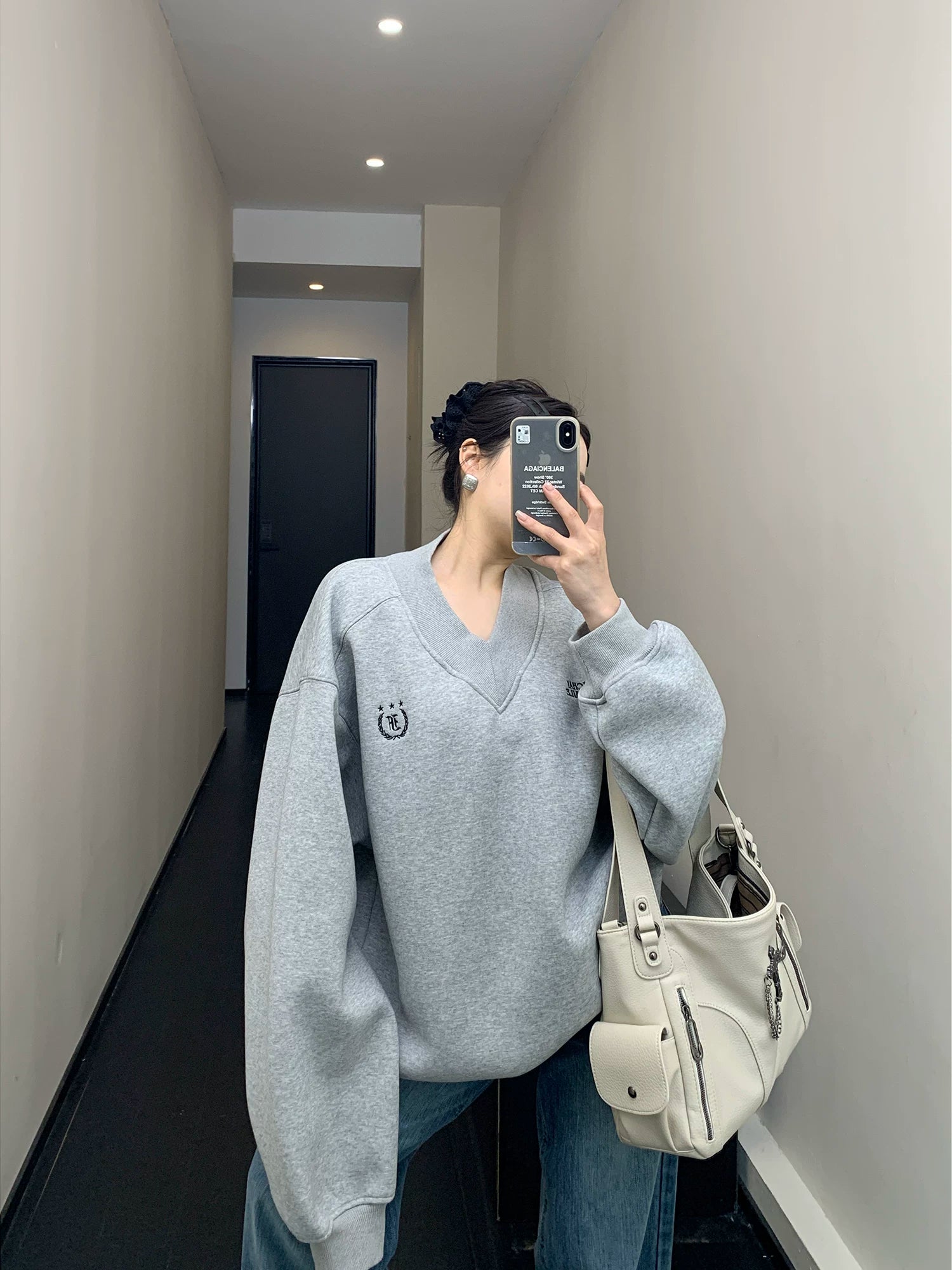 Crest V-Neck Sweatshirt