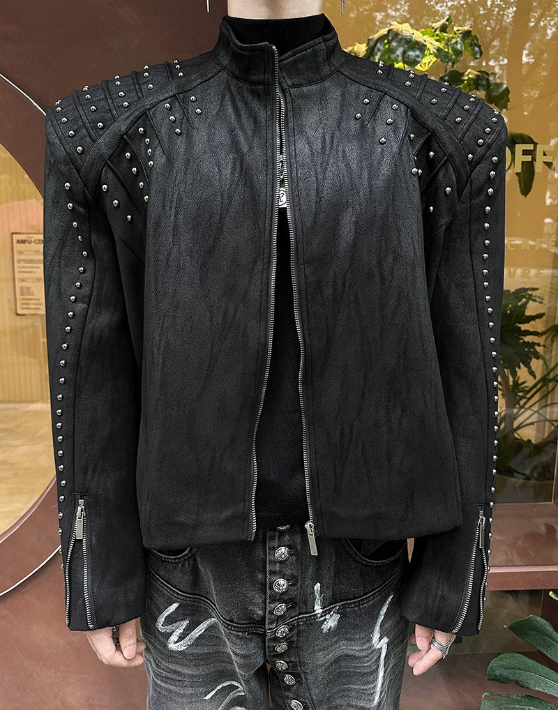 Shrapnel Studded Zip Jacket