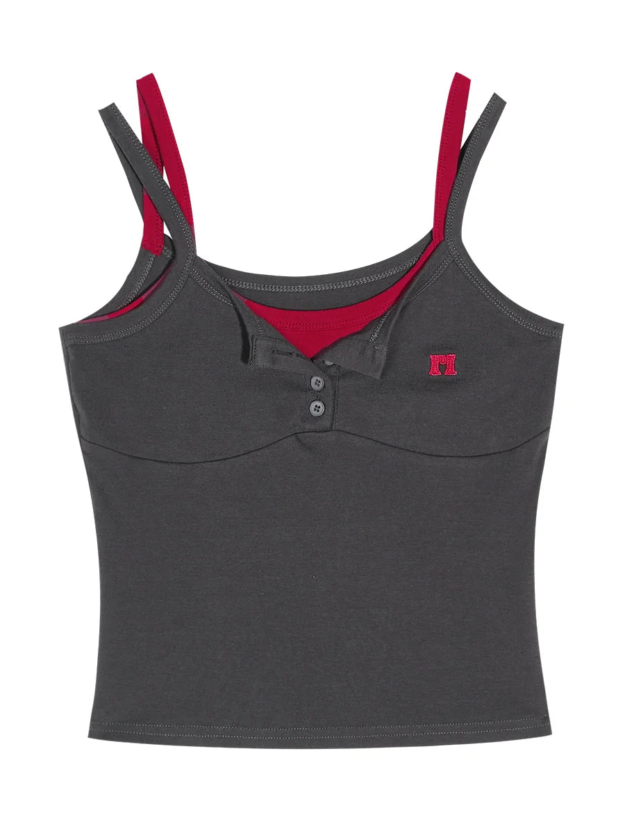 Nico Molly Dual-Strap Athletic Tank Top - Charcoal/Red (Women's)