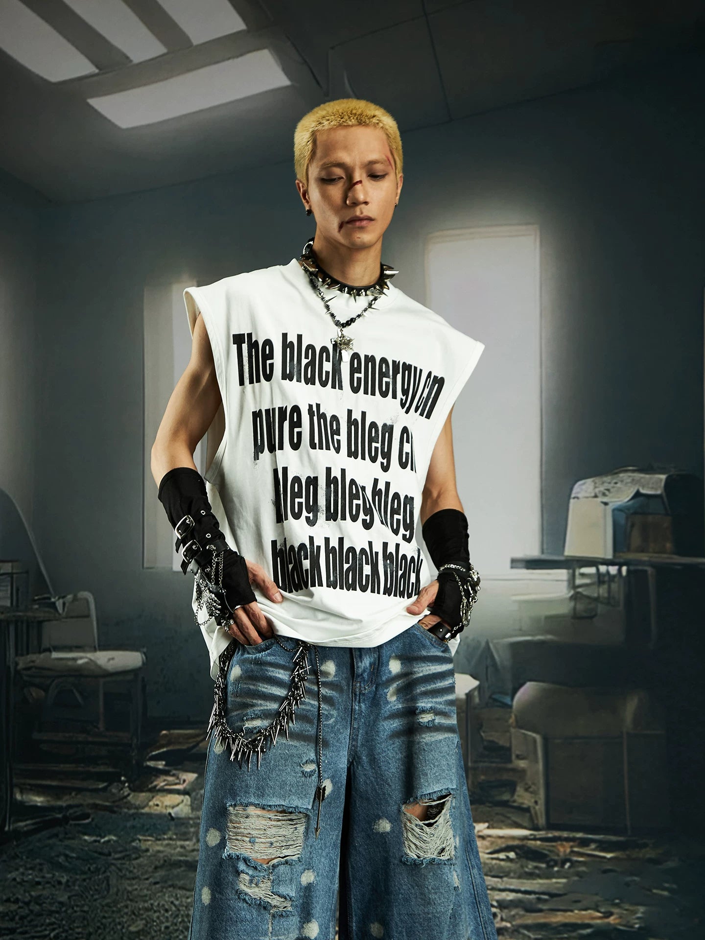 Black Energy Statement Muscle Tee