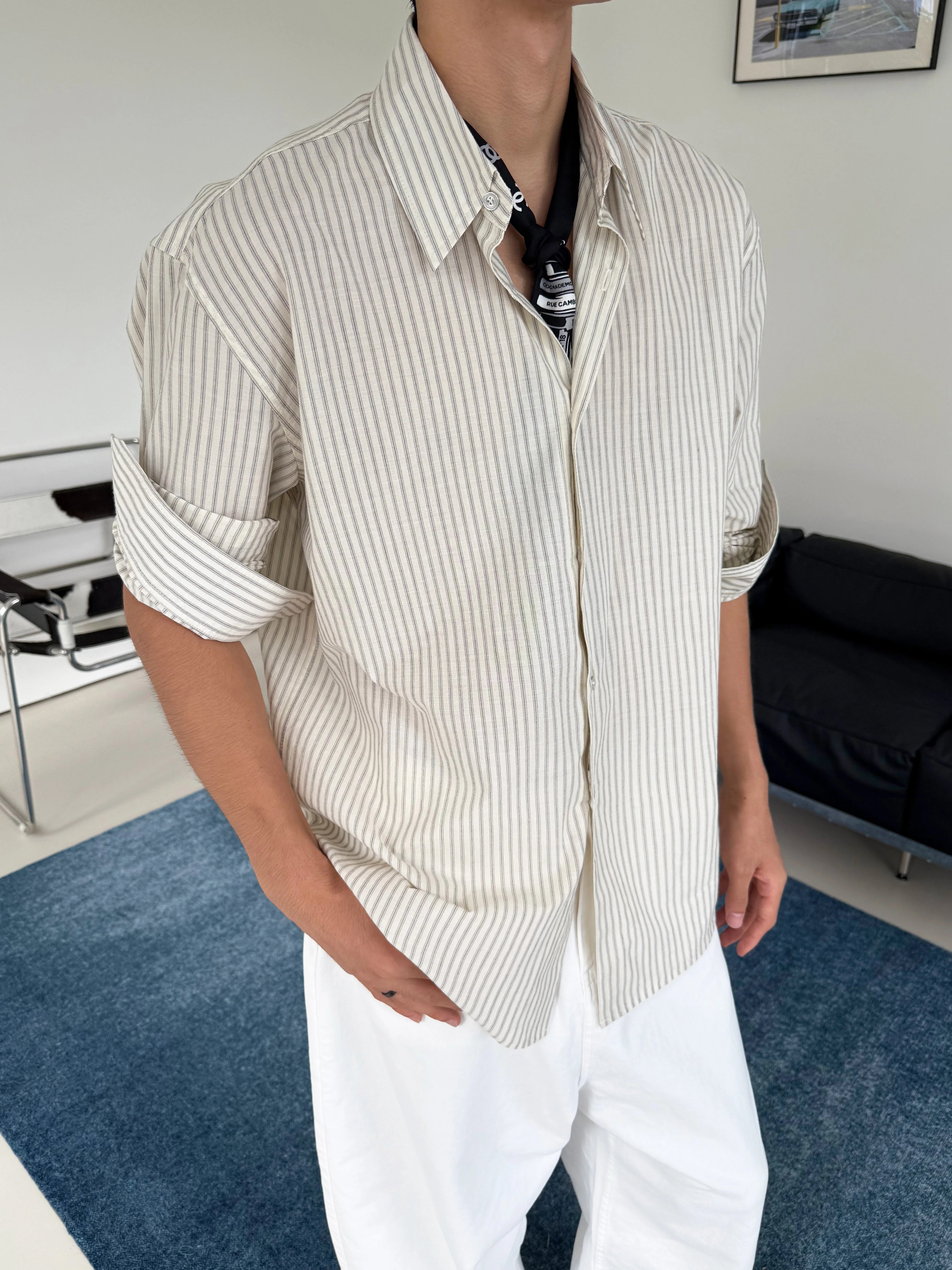 Oatline Breeze Striped Overshirt