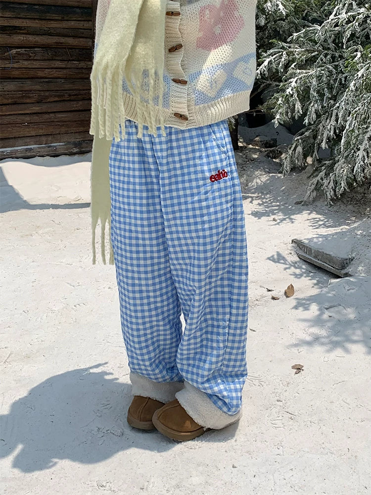 Cotton Candy Check Fleece Cuff Pants