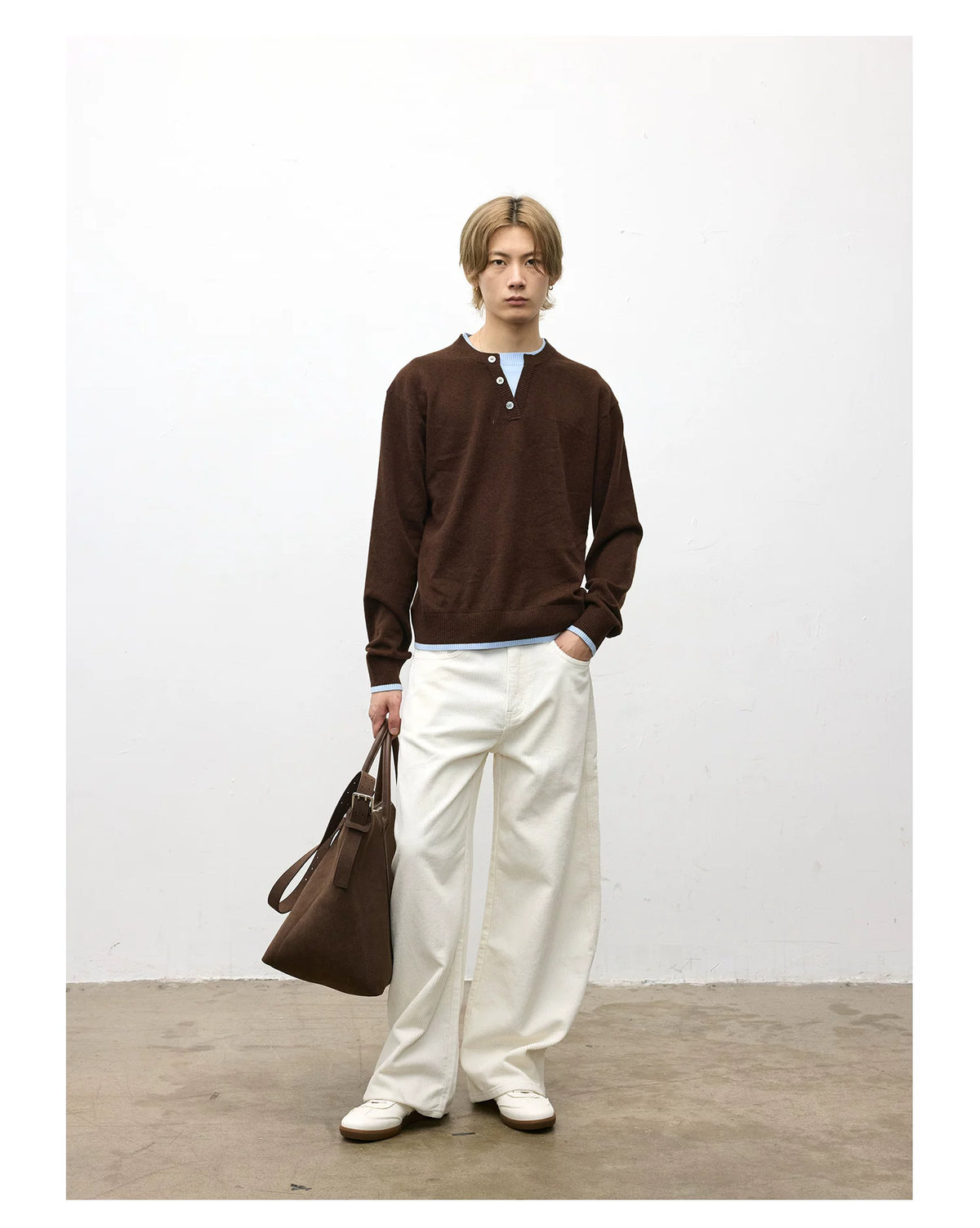 Rowan Henley Wool Knit Sweater