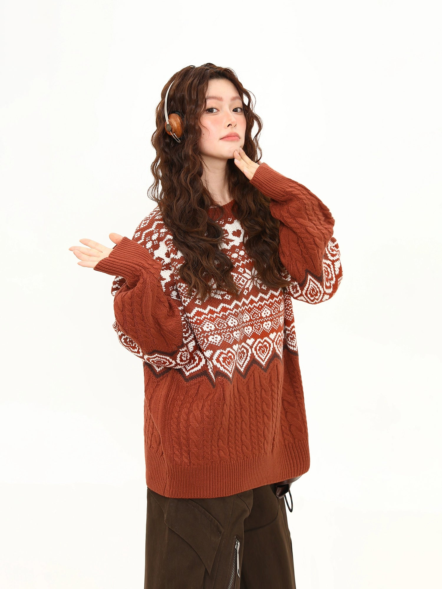 Cinnamon Heart Fair Isle Sweater