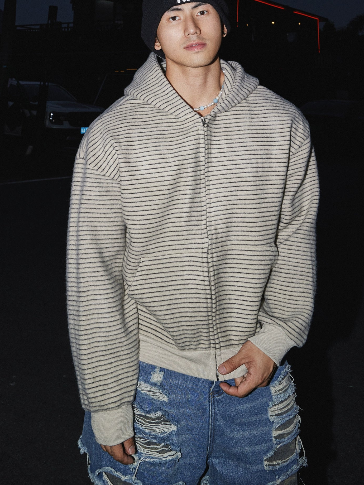 Sandline Cozy Stripe Zip Hoodie