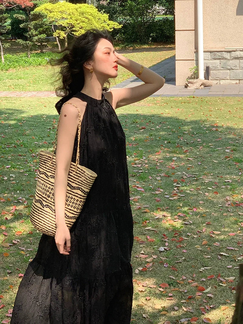Sleeveless High Neck Maxi Dress