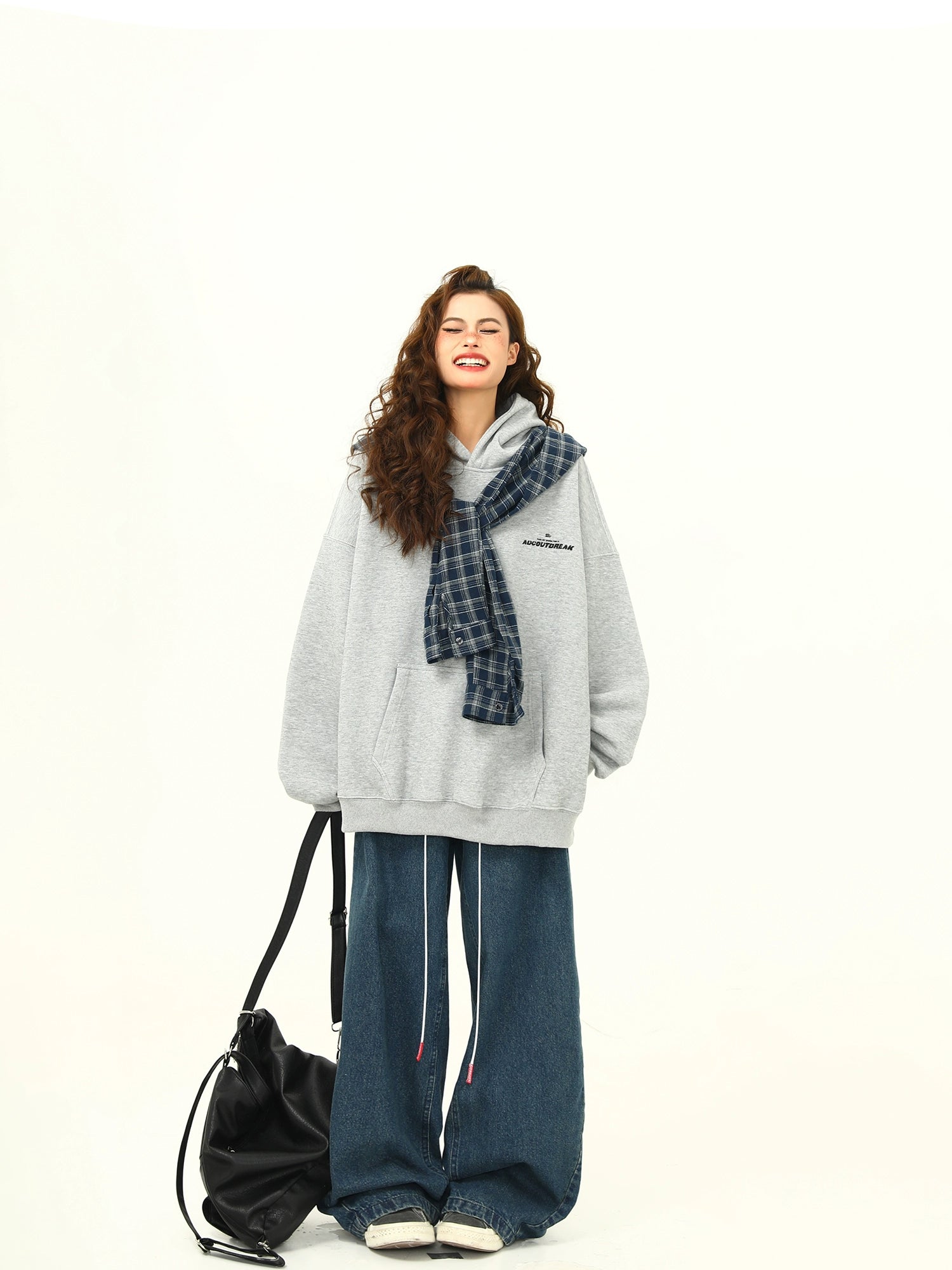 Plaid Accent Cozy Hoodie