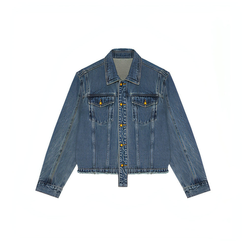 Vintage Casual Denim Jacket With Frayed Hem - chiclara