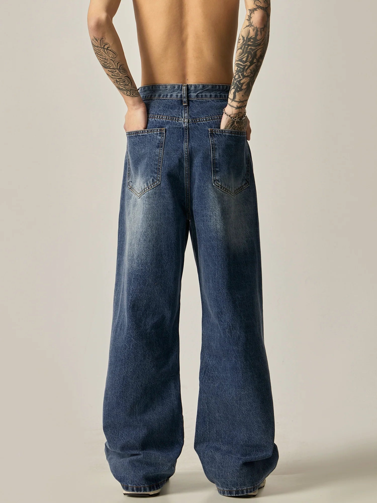 Ombre Fade Wide-Leg Vintage Denim Jeans