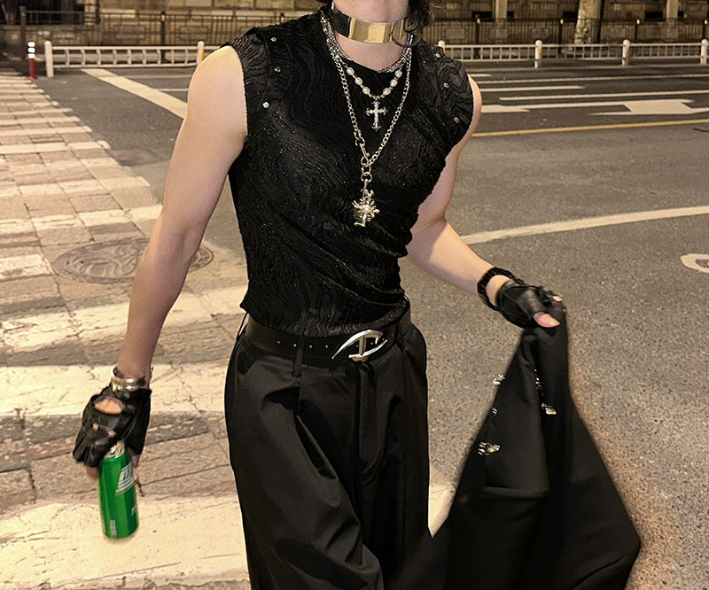 Textured Sleeveless Shirt