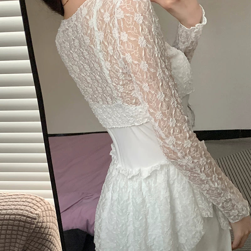 Moonlit Lace Corset Swim Dress