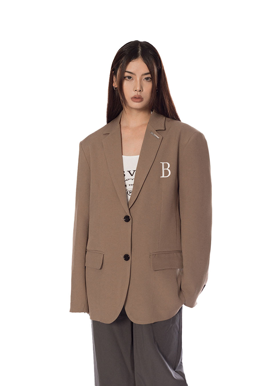 Embroidered Oversized Suit Jacket - chiclara