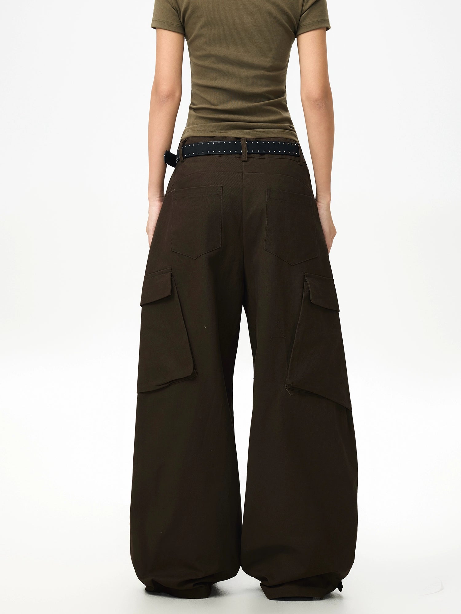 Espresso Voyager Wide-Leg Cargo Pants