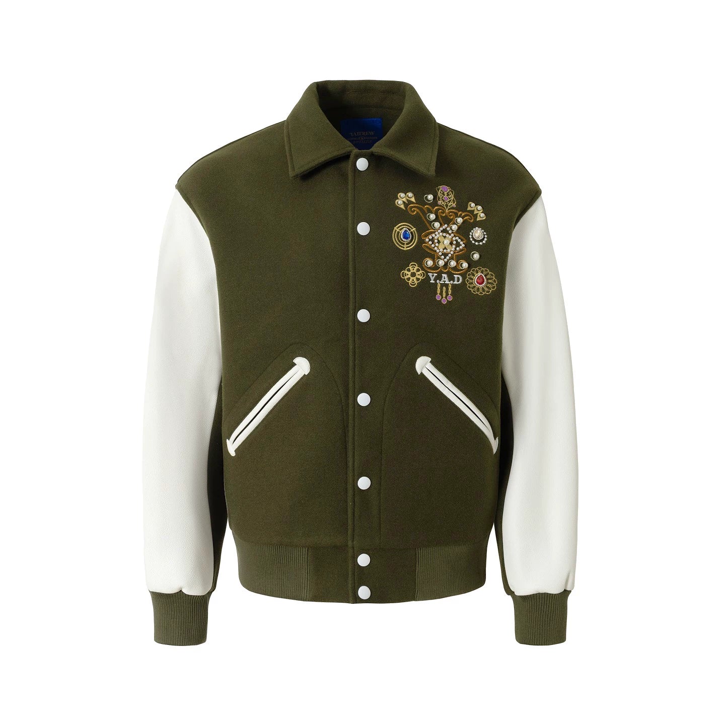 Embroidered Contrast Sleeve Varsity Jacket