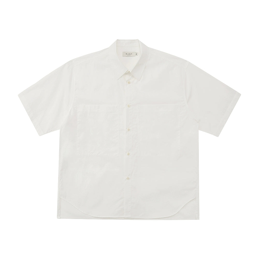 Square Collar Patch Pocket Short Sleeve Shirt