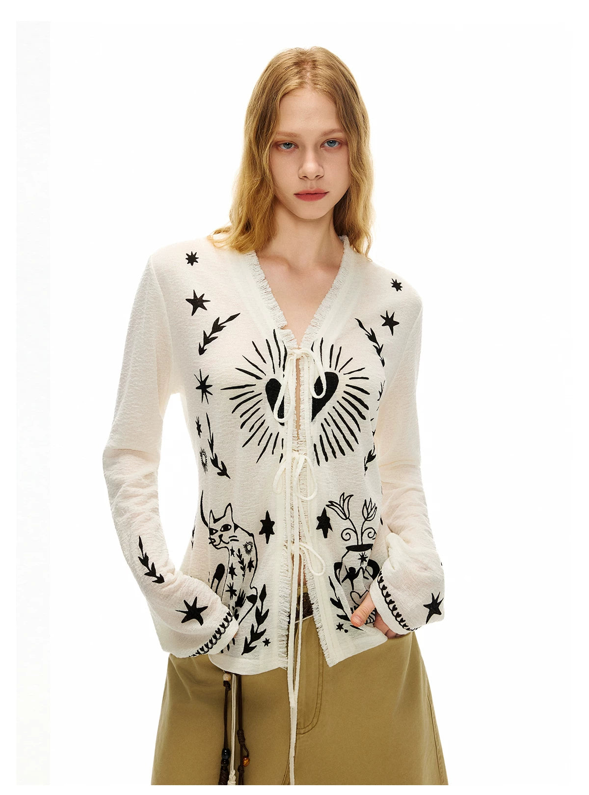 Celestial Familiar Spellbound Tie‑Front Cardigan