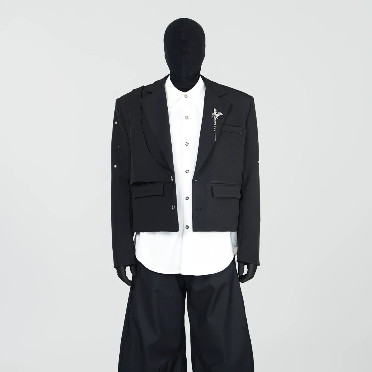 Midnight Relic Layered Cropped Blazer