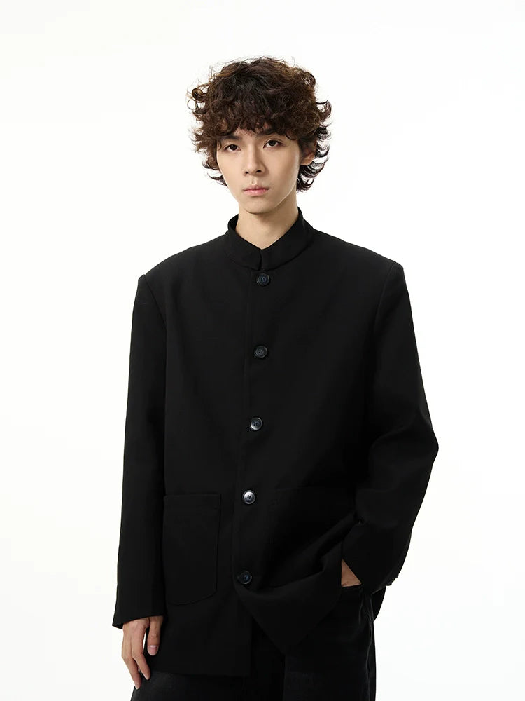 Contemporary Oversize Standing-Collar Jacket - chiclara