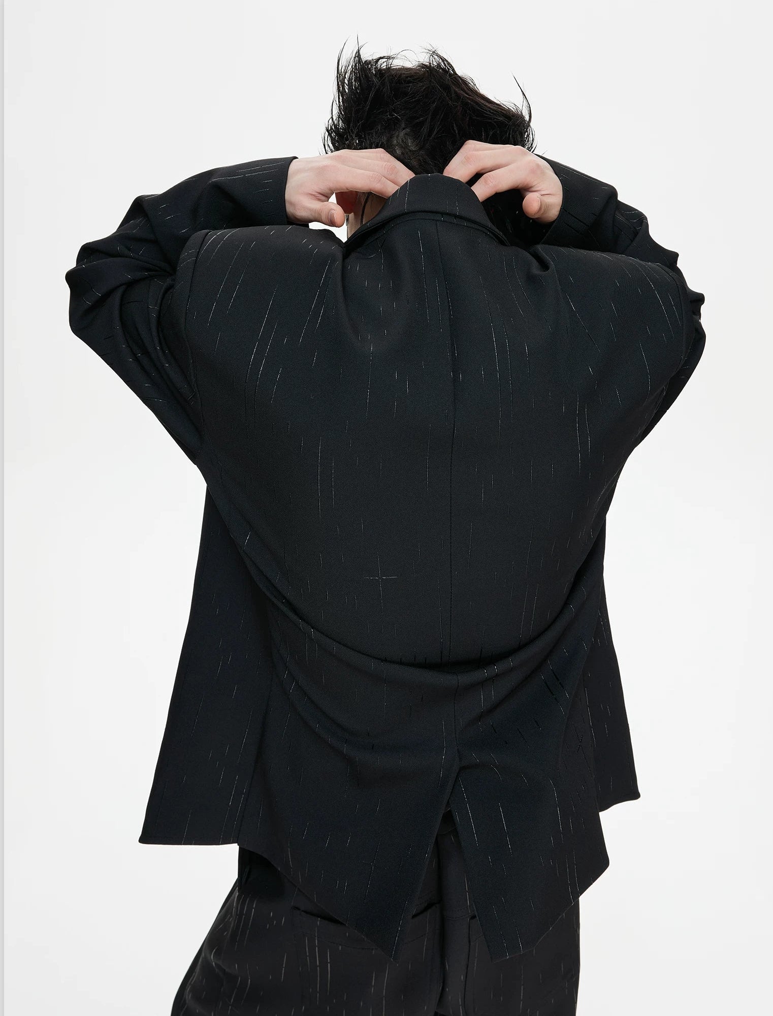 Nebula Pinstripe Oversized Drape Blazer