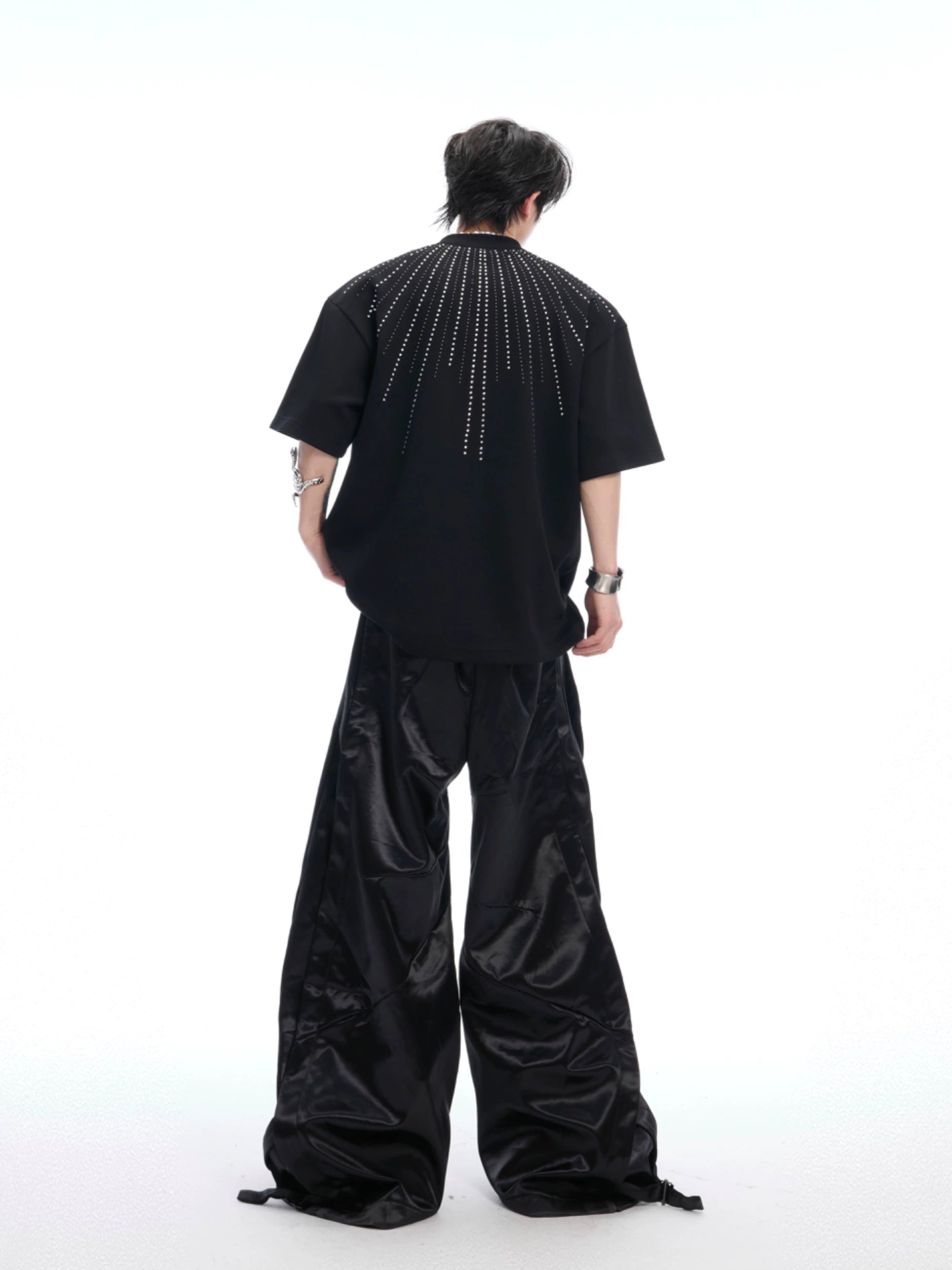Crystal Fan Embellished Black Sweatshirt